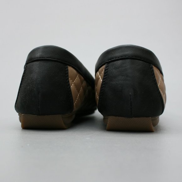 Ball-Band Ladies 10 Unique Taupe Black Slip-on Flats Moc-toe Moccasin Loafers - Picture 4 of 10